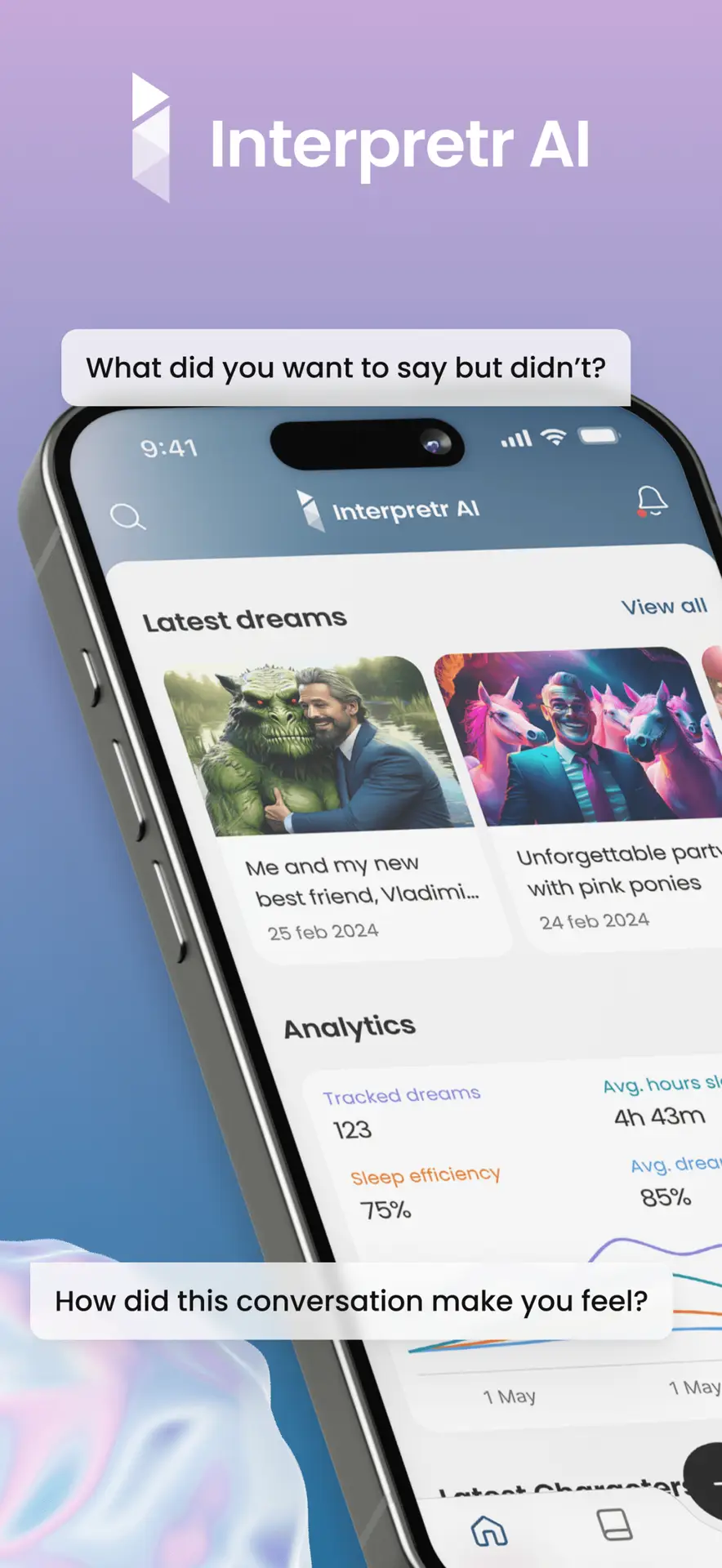 User interface displaying guided dream interpretation