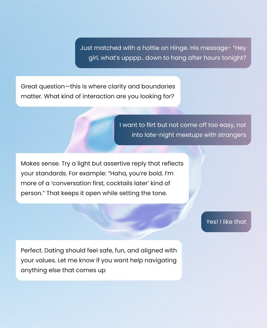 User interface with reflective daily questions feature